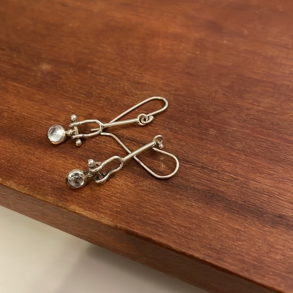 Checkerboard cut moonstone sterling hinged earrings - Picture 3 of 5